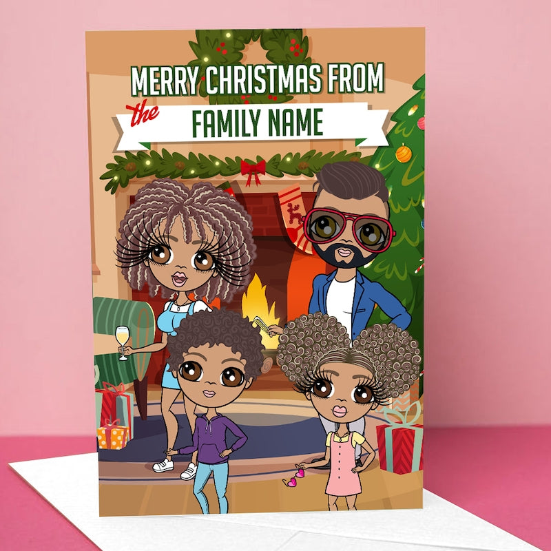 Multi Character Family Of 4 Merry Christmas Card - Image 5