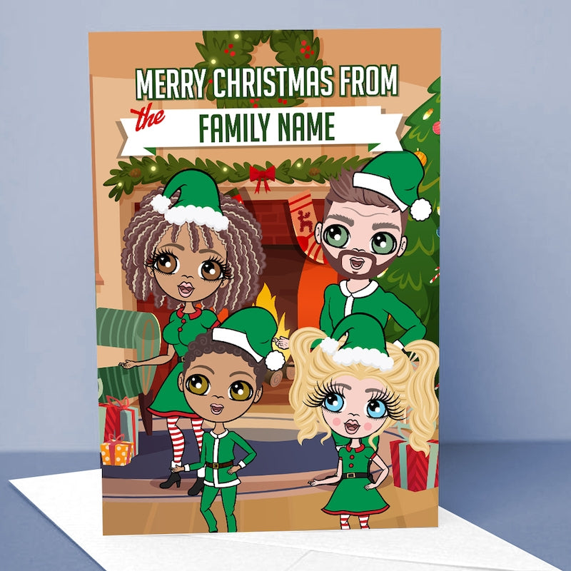 Multi Character Family Of 4 Merry Christmas Card - Image 1