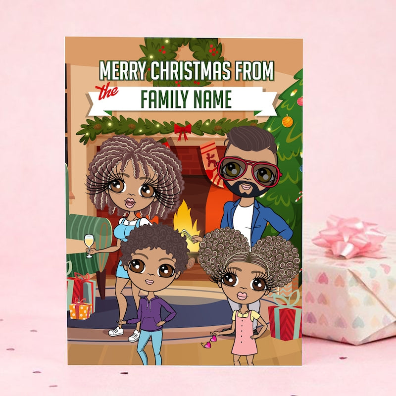 Multi Character Family Of 4 Merry Christmas Card - Image 4