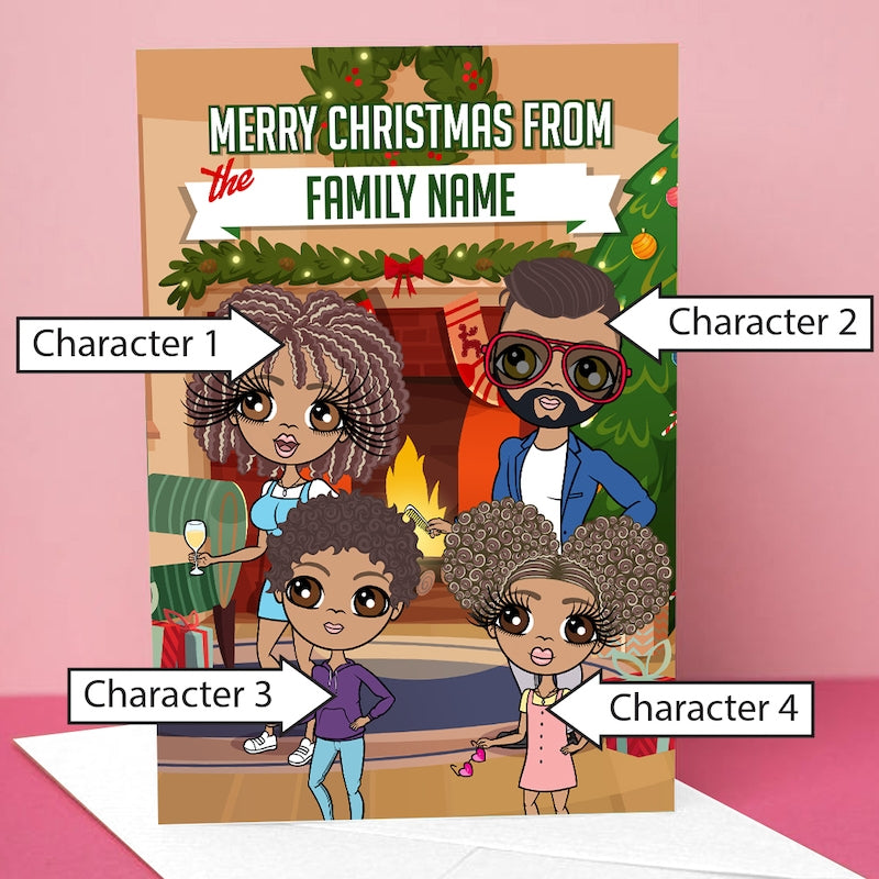 Multi Character Family Of 4 Merry Christmas Card - Image 2
