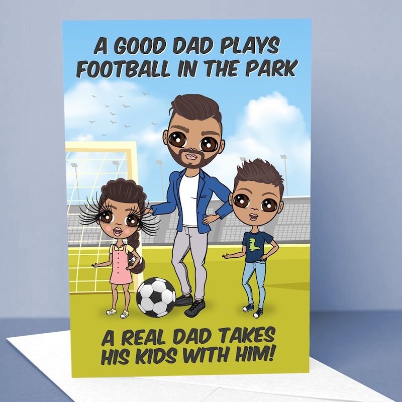 Multi Character Football In The Park Man And 2 Children Card - Image 1