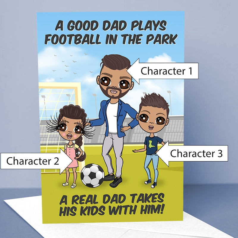 Multi Character Football In The Park Man And 2 Children Card - Image 2