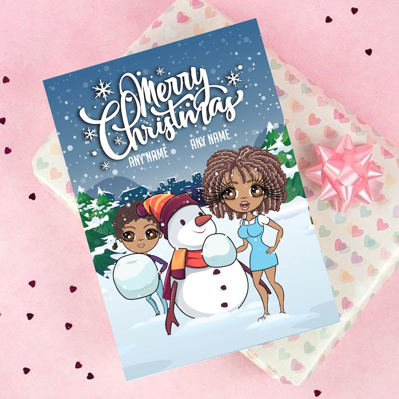 Multi Character Adult And Child Snow Fun Christmas Card - Image 7