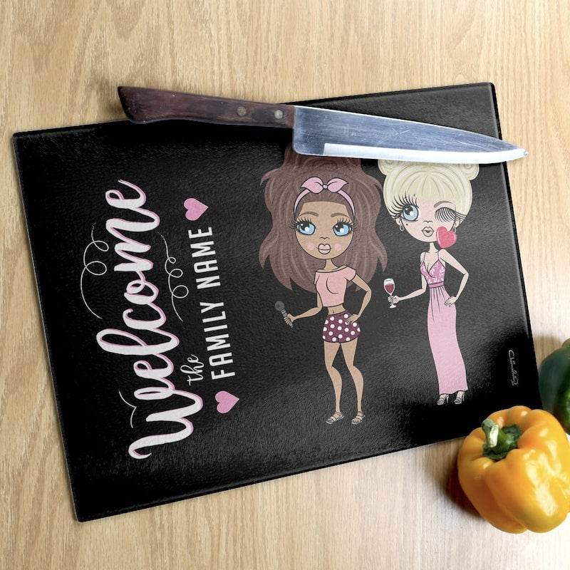 Multi Character Couples Black Chopping Board - Image 1