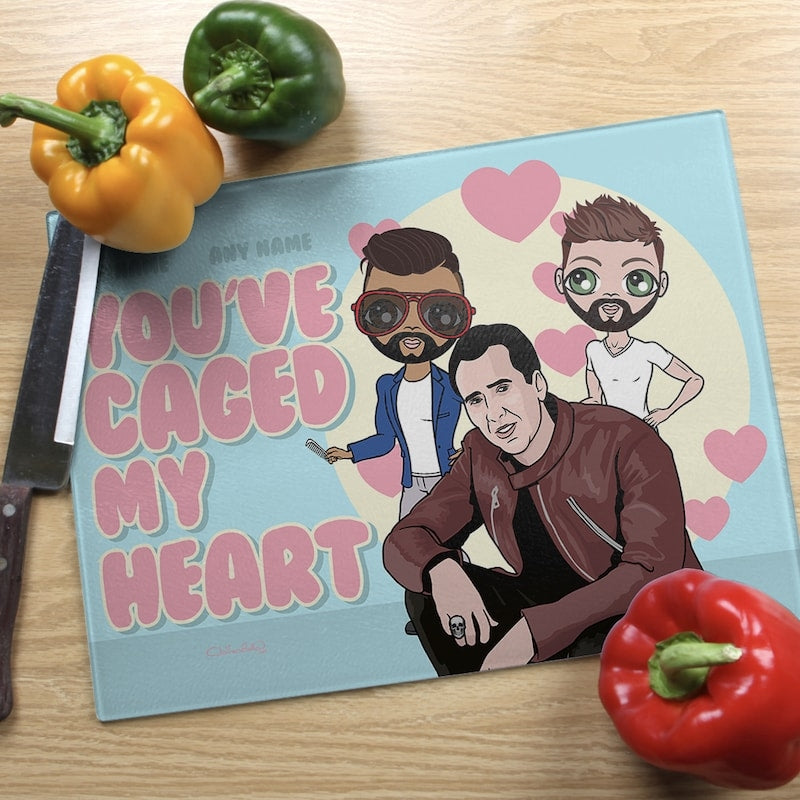 Multi Character Couples Caged Heart Chopping Board - Image 4