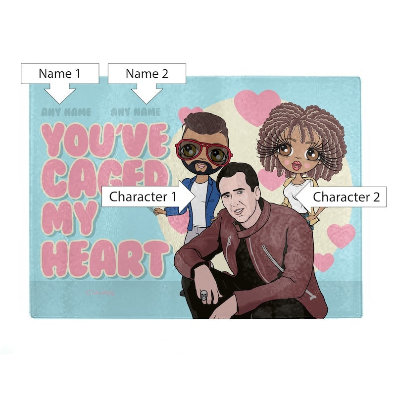 Multi Character Couples Caged Heart Chopping Board - Image 2