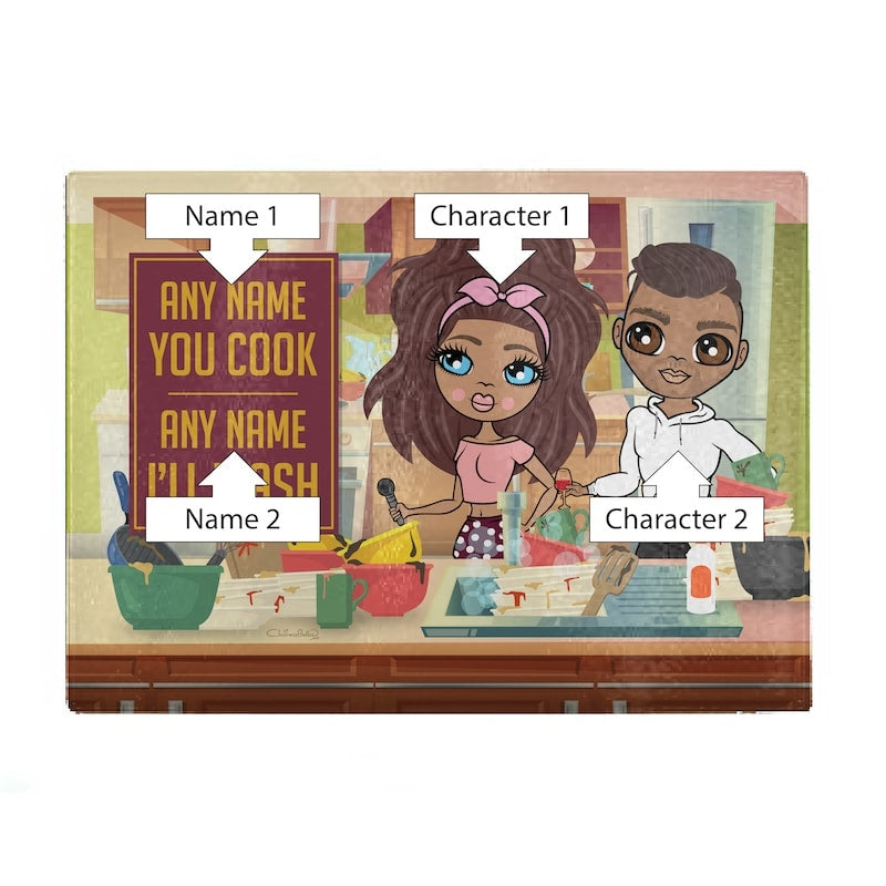 Multi Character Couples Cook and Wash Chopping Board - Image 2