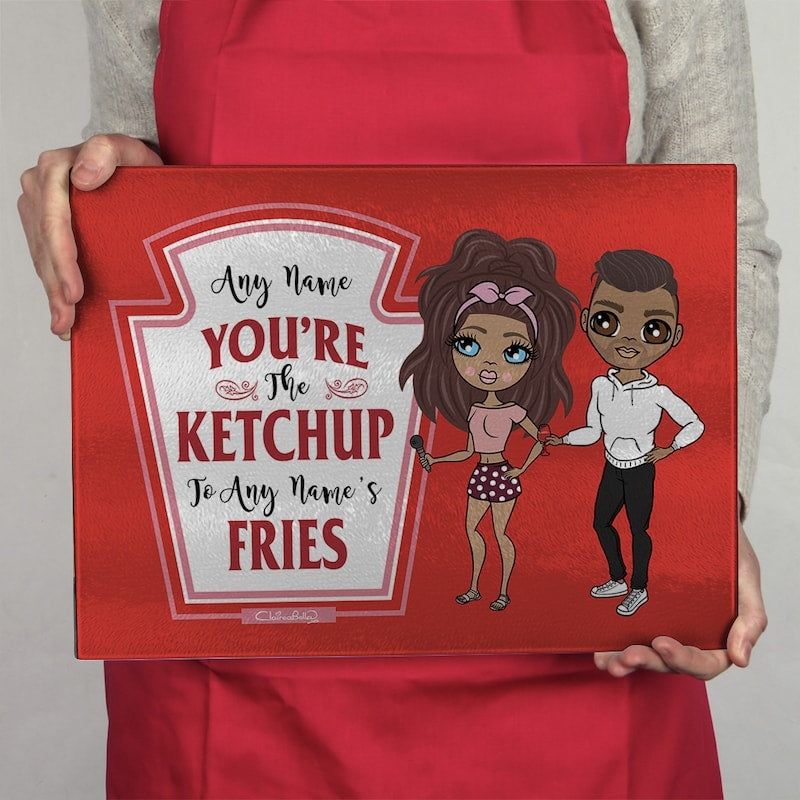 Multi Character Couples Ketchup To My Fries Chopping Board - Image 3