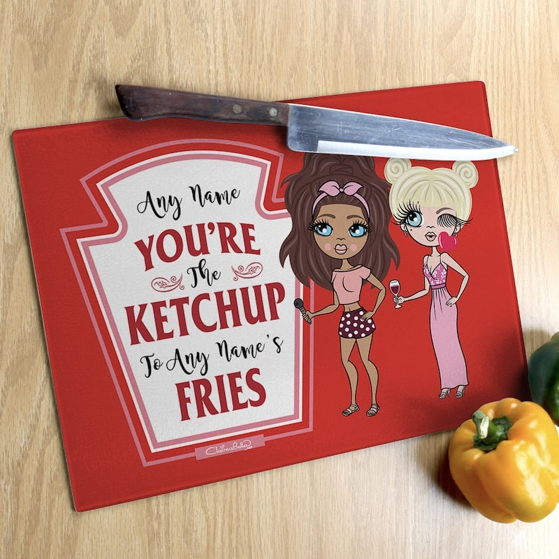 Multi Character Couples Ketchup To My Fries Chopping Board - Image 4