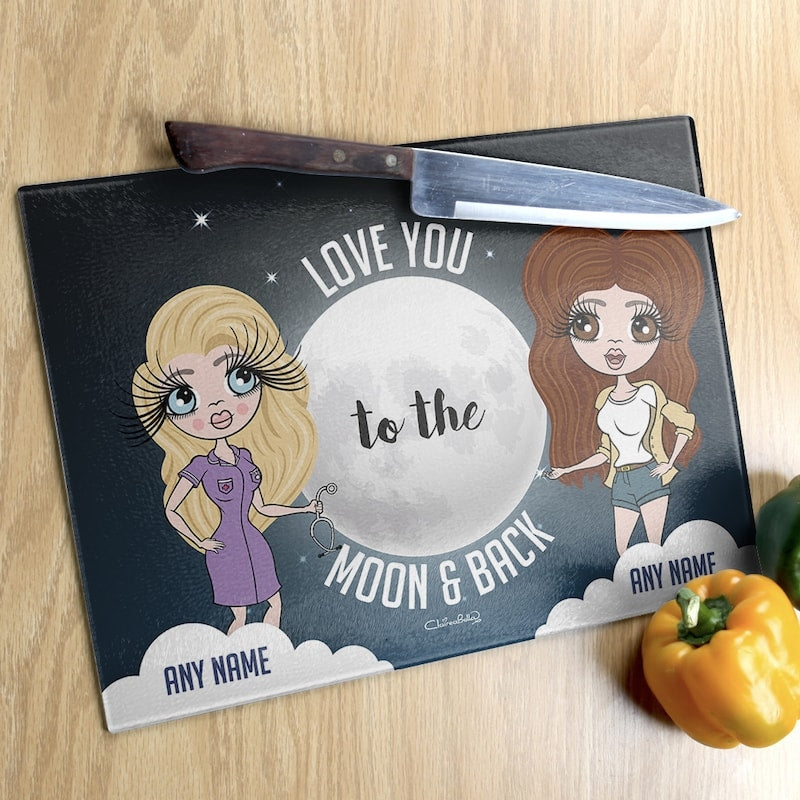 Multi Character Couples Love You To The Moon Chopping Board - Image 3