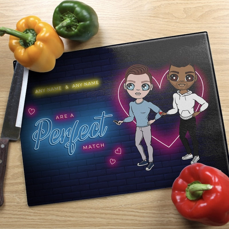 Multi Character Couples Neon Perfect Match Chopping Board - Image 4
