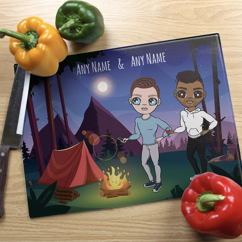 Multi Character Couples Romantic Camping Chopping Board - Image 4
