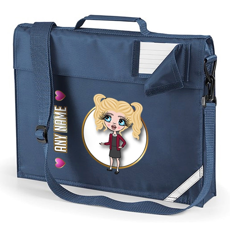 ClaireaBella Girls Personalised Navy Premium Book Bag & Water Bottle Bundle - Image 3