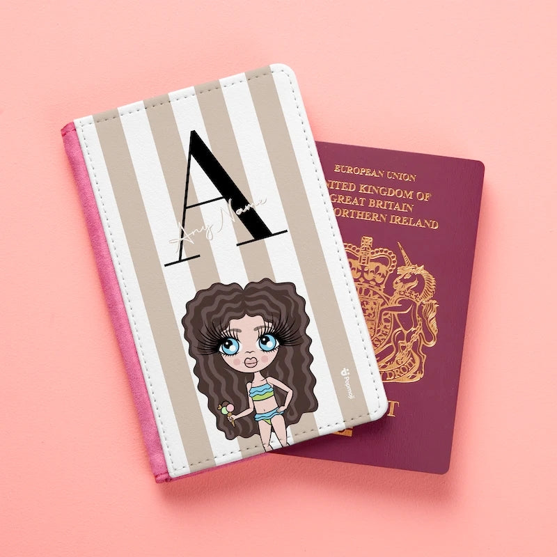 ClaireaBella Girls Personalised LUX Initial Stripe Passport Cover & Luggage Tag Bundle - Image 3