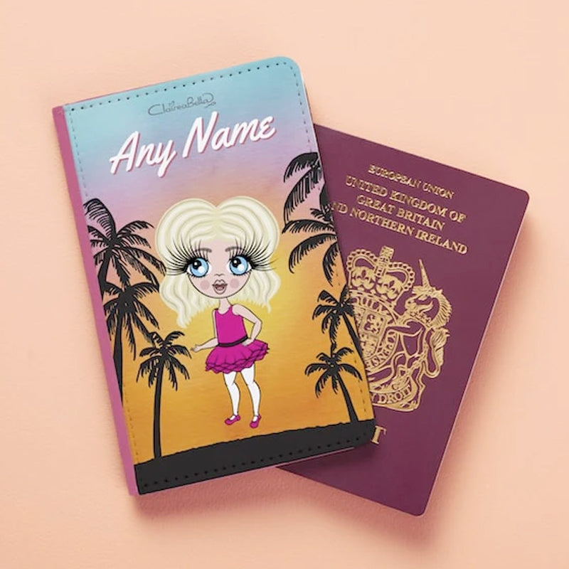 ClaireaBella Girls Personalised Tropical Sunset Passport Cover & Luggage Tag Bundle - Image 2