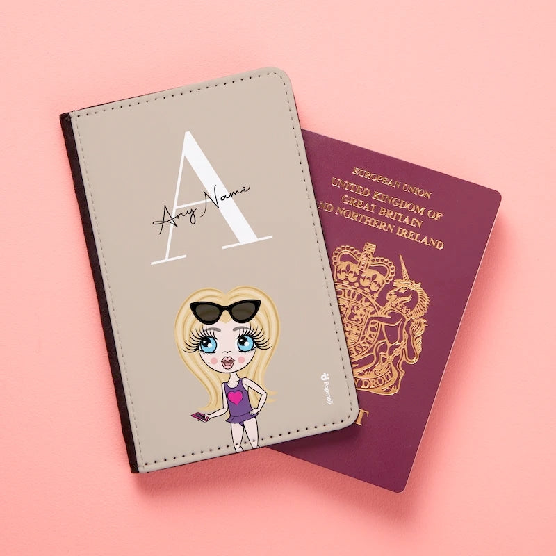 ClaireaBella Girls Personalised LUX Initial Nude Passport Cover & Luggage Tag Bundle - Image 2
