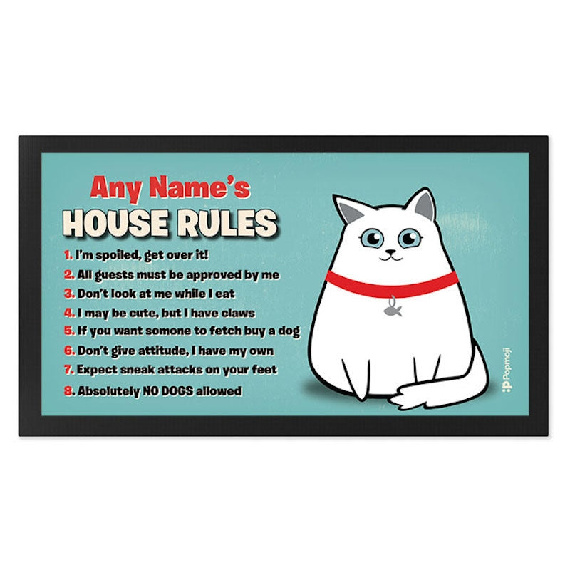 Personalised Cat House Rules Pet Mat - Image 2