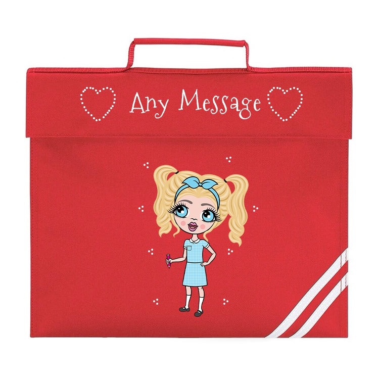 ClaireaBella Girls Personalised Red Book Bag & Water Bottle Bundle - Image 2