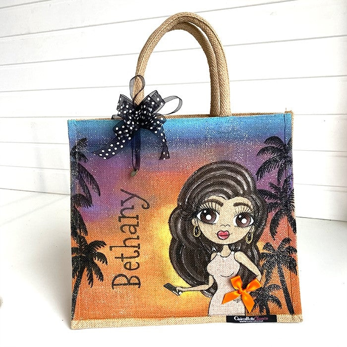 ClaireaBella Tropical Sunset Large Jute Bag - Image 1