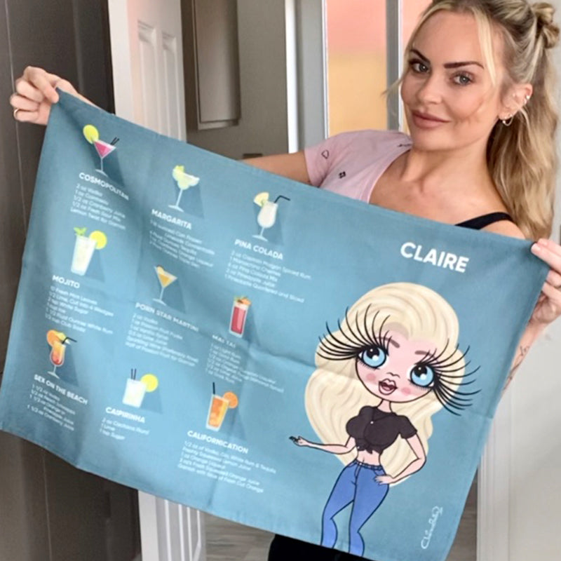 ClaireaBella Personalised Cocktail Recipes Tea Towel